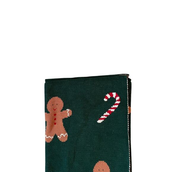 Oversized Gingerbread Candy Cane Cotton Throw Blanket 50x70 Christmas Green New - Picture 10 of 15